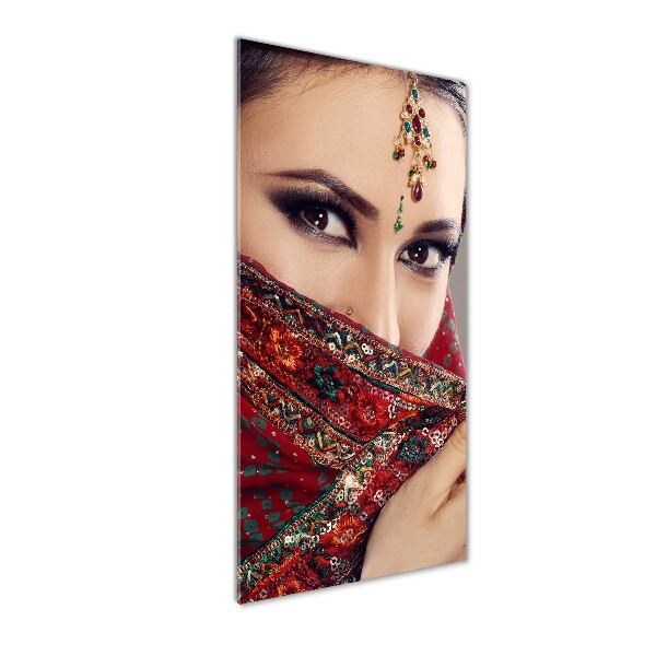 Quadro acrilico verticale Donna indiana