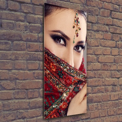 Quadro acrilico verticale Donna indiana