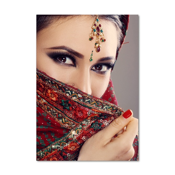Quadro acrilico verticale Donna indiana