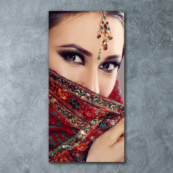Quadro acrilico verticale Donna indiana