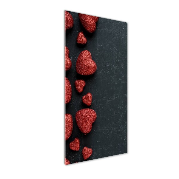 Quadro acrilico verticale Cuori sulla scacchiera