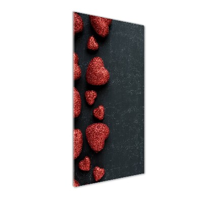 Quadro acrilico verticale Cuori sulla scacchiera