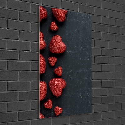 Quadro acrilico verticale Cuori sulla scacchiera