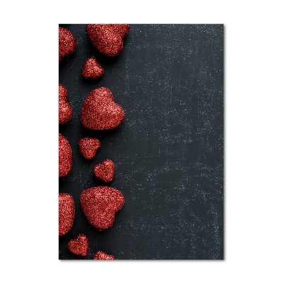 Quadro acrilico verticale Cuori sulla scacchiera