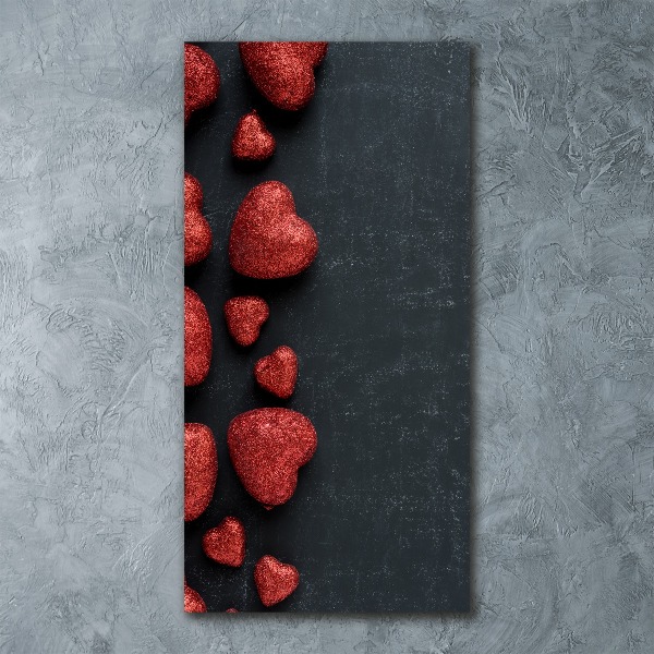 Quadro acrilico verticale Cuori sulla scacchiera