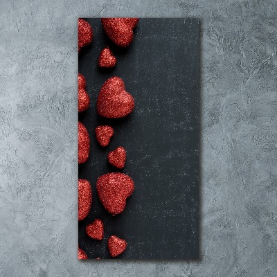 Quadro acrilico verticale Cuori sulla scacchiera