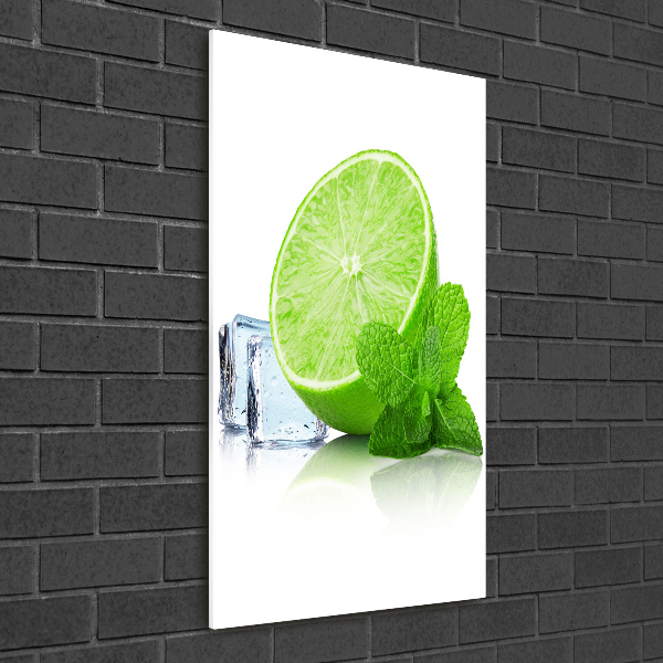 Quadro acrilico verticale Lime e ghiaccio