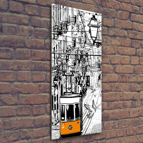 Quadro in vetro acrilico verticale Tram di Lisbona