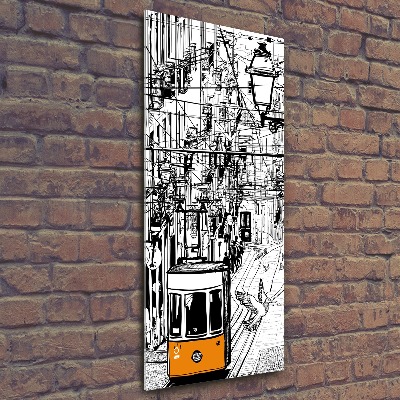 Quadro in vetro acrilico verticale Tram di Lisbona