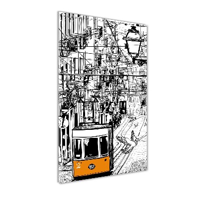 Quadro in vetro acrilico verticale Tram di Lisbona