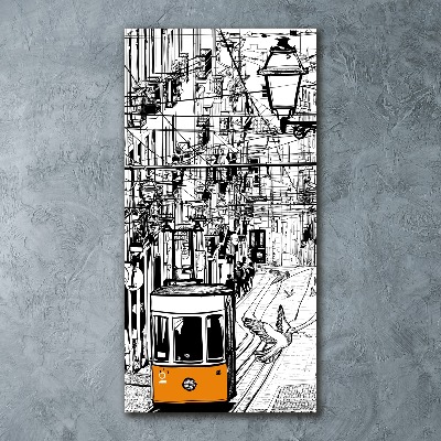 Quadro in vetro acrilico verticale Tram di Lisbona