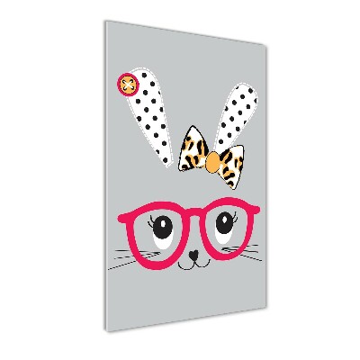 Quadro in vetro acrilico verticale Coniglio con gli occhiali