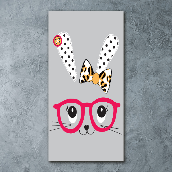 Quadro in vetro acrilico verticale Coniglio con gli occhiali