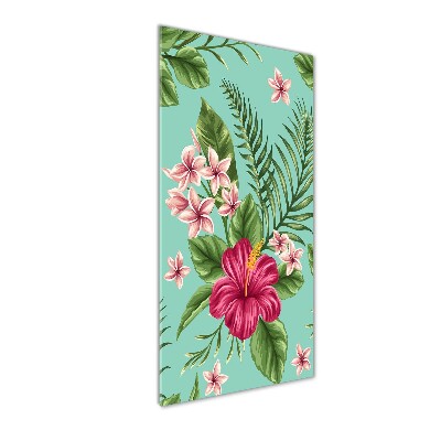 Quadro stampa su vetro acrilico verticale Fiori hawaiani