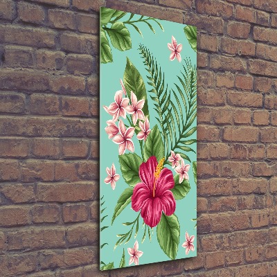 Quadro stampa su vetro acrilico verticale Fiori hawaiani