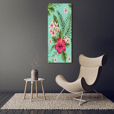 Quadro stampa su vetro acrilico verticale Fiori hawaiani