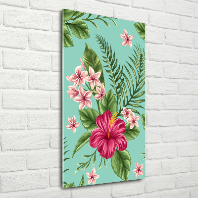 Quadro stampa su vetro acrilico verticale Fiori hawaiani