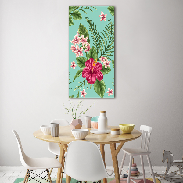 Quadro stampa su vetro acrilico verticale Fiori hawaiani