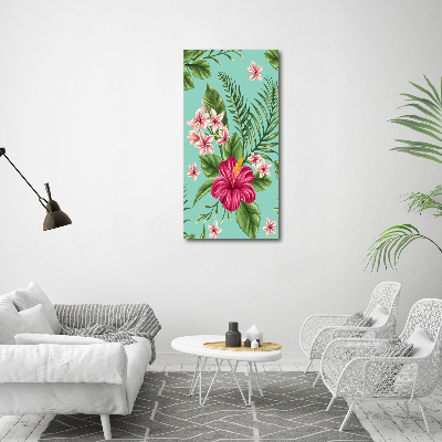 Quadro stampa su vetro acrilico verticale Fiori hawaiani