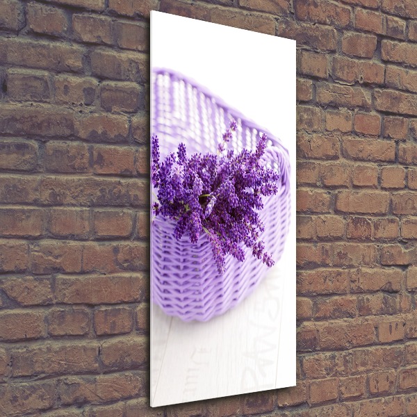 Quadro in vetro acrilico verticale Lavanda in un cestino