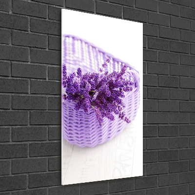 Quadro in vetro acrilico verticale Lavanda in un cestino