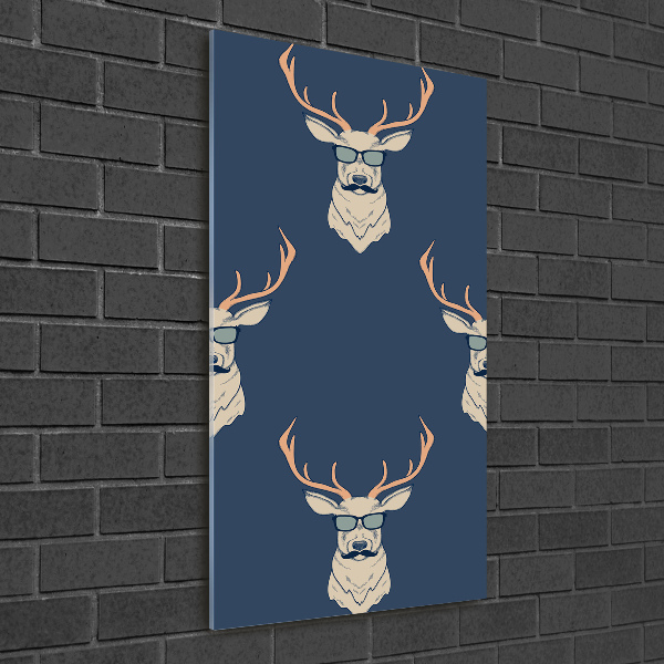 Quadro in vetro acrilico verticale Cervo hipster