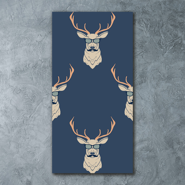 Quadro in vetro acrilico verticale Cervo hipster