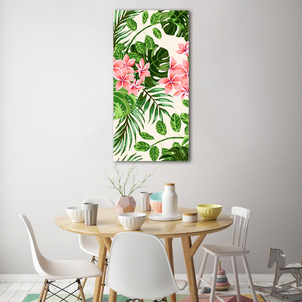 Quadro vetro acrilico verticale Fiori hawaiani