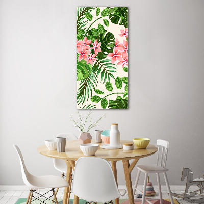 Quadro vetro acrilico verticale Fiori hawaiani