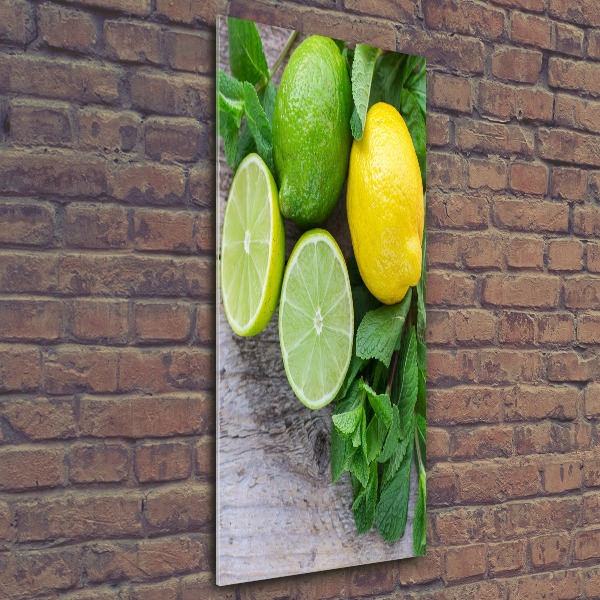 Quadro stampa su vetro acrilico verticale Lime e limone