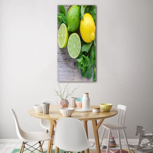 Quadro stampa su vetro acrilico verticale Lime e limone