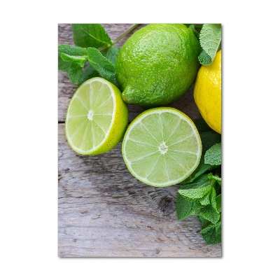 Quadro stampa su vetro acrilico verticale Lime e limone