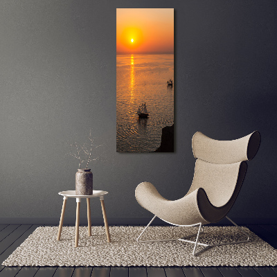 Quadro in vetro acrilico verticale Mare al tramonto