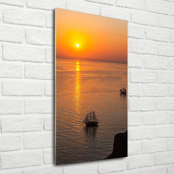 Quadro in vetro acrilico verticale Mare al tramonto