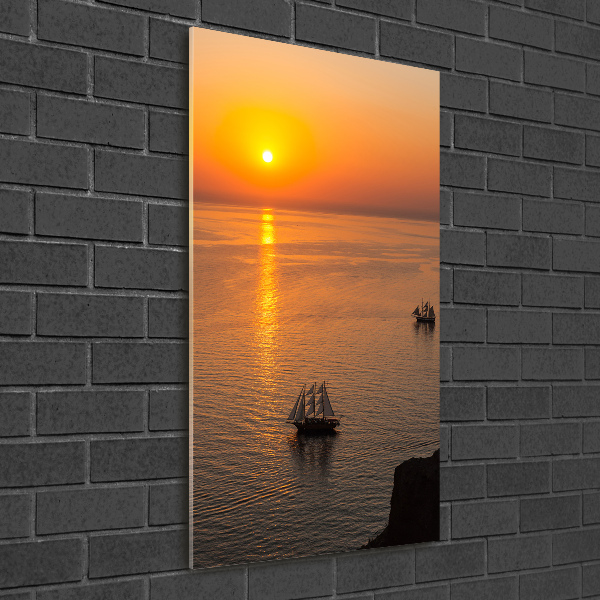 Quadro in vetro acrilico verticale Mare al tramonto