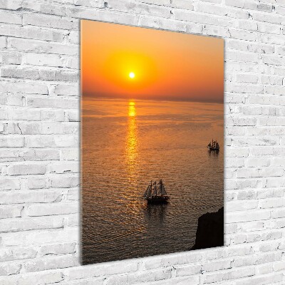 Quadro in vetro acrilico verticale Mare al tramonto