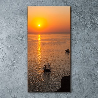 Quadro in vetro acrilico verticale Mare al tramonto