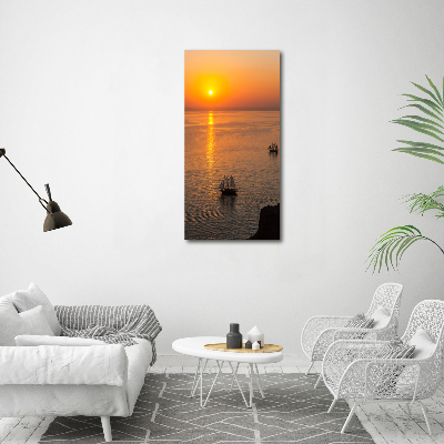 Quadro in vetro acrilico verticale Mare al tramonto