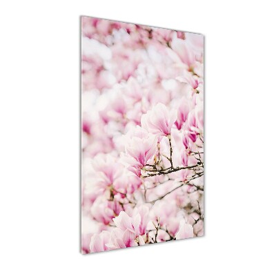 Quadro in vetro acrilico verticale Fiori di magnolia