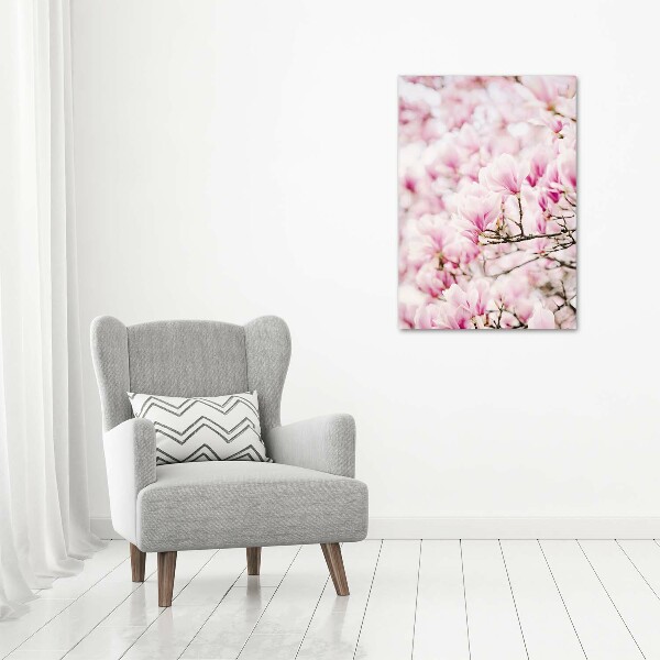 Quadro in vetro acrilico verticale Fiori di magnolia