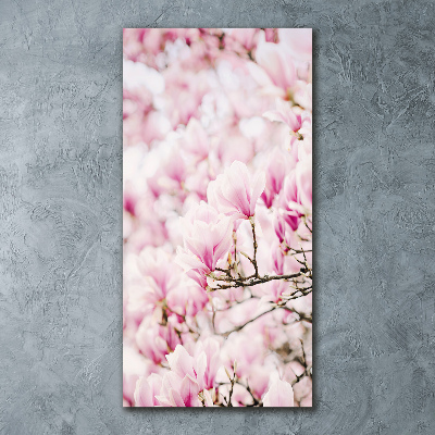 Quadro in vetro acrilico verticale Fiori di magnolia