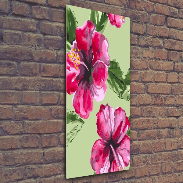 Quadro in vetro acrilico verticale Fiori hawaiani