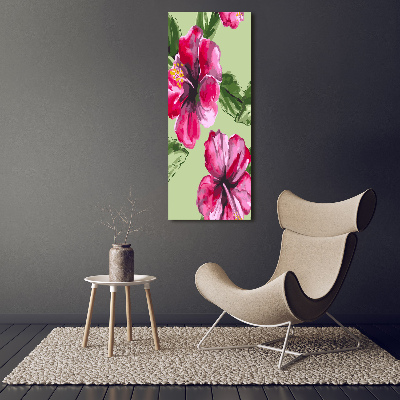 Quadro in vetro acrilico verticale Fiori hawaiani