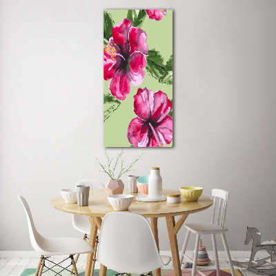 Quadro in vetro acrilico verticale Fiori hawaiani