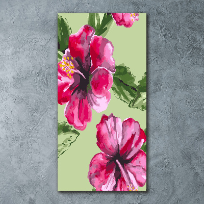 Quadro in vetro acrilico verticale Fiori hawaiani