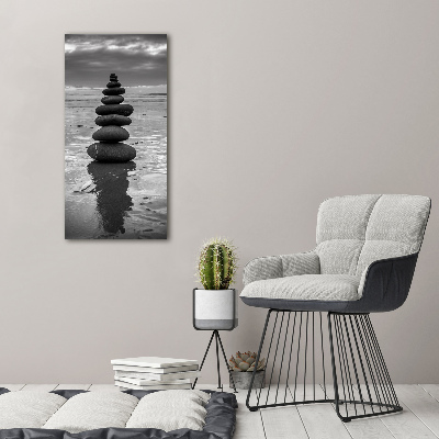 Quadro vetro acrilico verticale Pietre sulla spiaggia