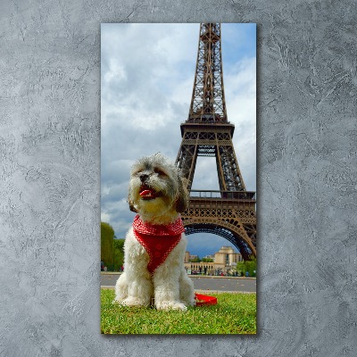 Quadro acrilico verticale Un cane a Parigi