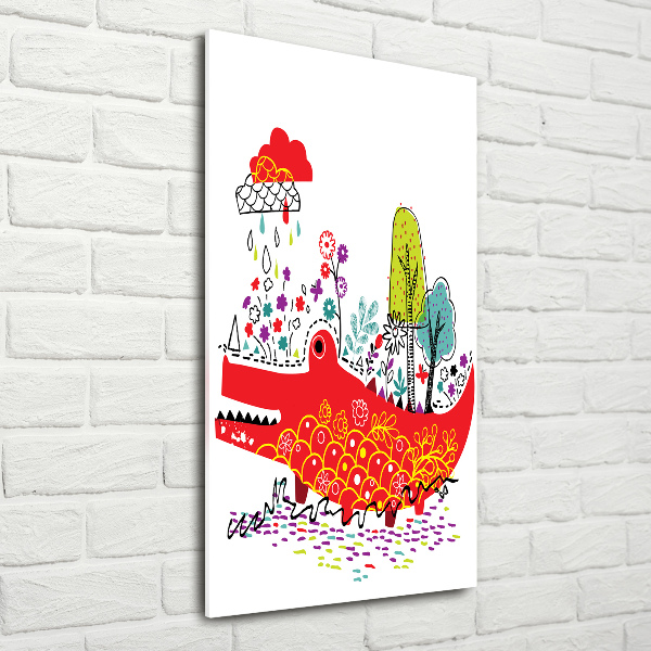 Quadro vetro acrilico verticale Coccodrillo