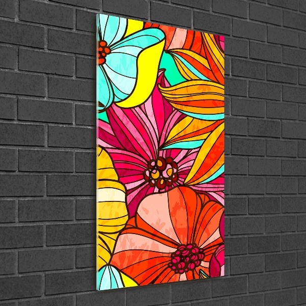 Quadro acrilico verticale Fiori colorati