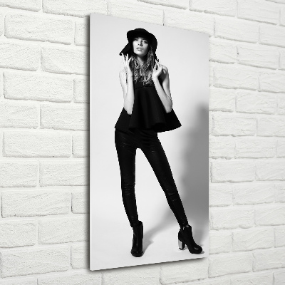 Quadro vetro acrilico verticale Donna in nero